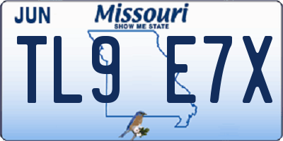 MO license plate TL9E7X