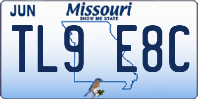 MO license plate TL9E8C