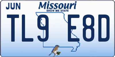 MO license plate TL9E8D