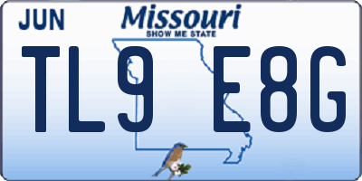 MO license plate TL9E8G
