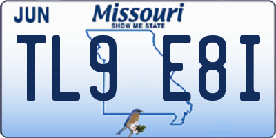 MO license plate TL9E8I