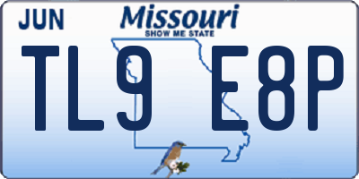 MO license plate TL9E8P