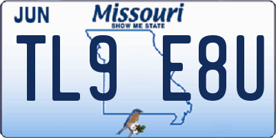 MO license plate TL9E8U