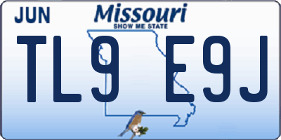 MO license plate TL9E9J
