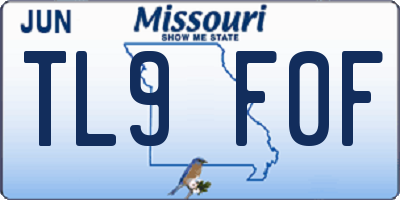 MO license plate TL9F0F