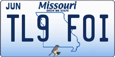 MO license plate TL9F0I