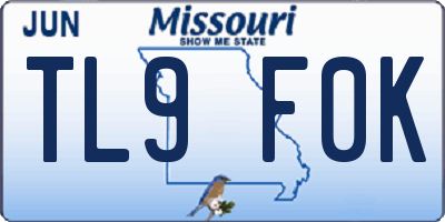 MO license plate TL9F0K