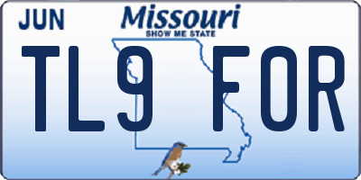 MO license plate TL9F0R