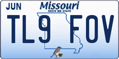 MO license plate TL9F0V