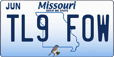 MO license plate TL9F0W
