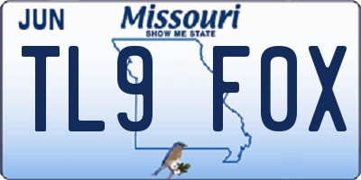 MO license plate TL9F0X