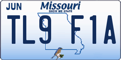 MO license plate TL9F1A