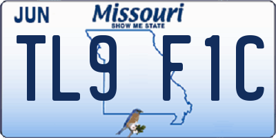 MO license plate TL9F1C