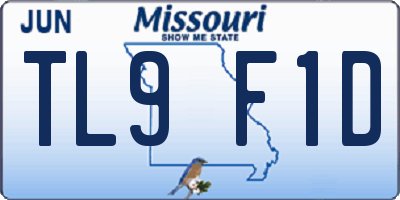 MO license plate TL9F1D