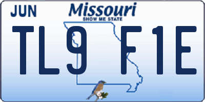 MO license plate TL9F1E