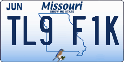 MO license plate TL9F1K
