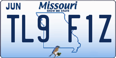MO license plate TL9F1Z