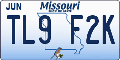 MO license plate TL9F2K