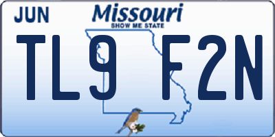MO license plate TL9F2N