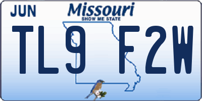 MO license plate TL9F2W