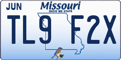 MO license plate TL9F2X
