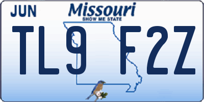 MO license plate TL9F2Z