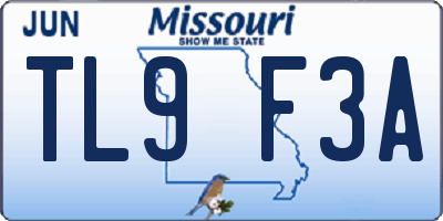 MO license plate TL9F3A