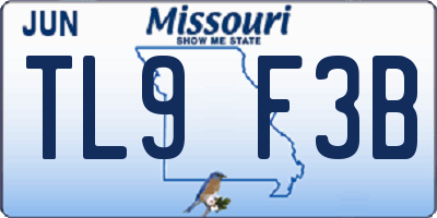 MO license plate TL9F3B