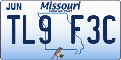 MO license plate TL9F3C