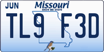 MO license plate TL9F3D