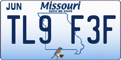 MO license plate TL9F3F