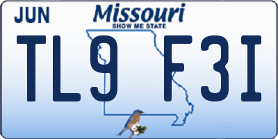 MO license plate TL9F3I