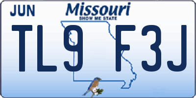 MO license plate TL9F3J