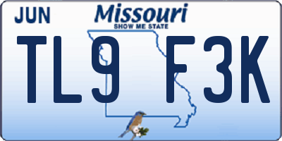 MO license plate TL9F3K