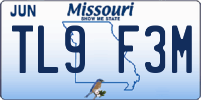 MO license plate TL9F3M