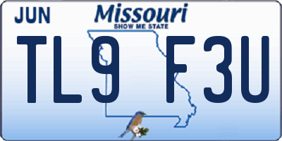 MO license plate TL9F3U