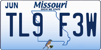 MO license plate TL9F3W