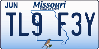 MO license plate TL9F3Y