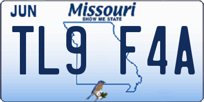 MO license plate TL9F4A