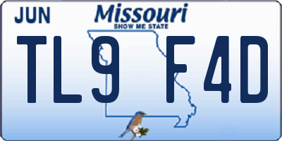 MO license plate TL9F4D