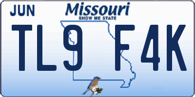 MO license plate TL9F4K