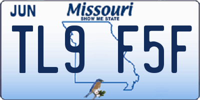 MO license plate TL9F5F
