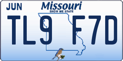 MO license plate TL9F7D