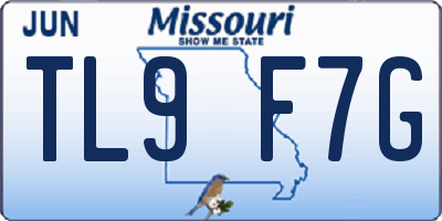 MO license plate TL9F7G