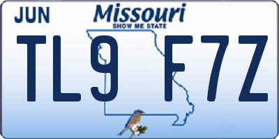 MO license plate TL9F7Z
