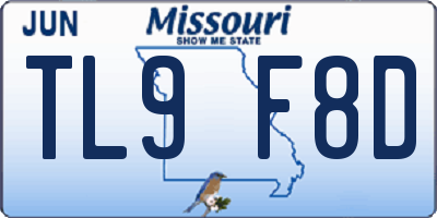 MO license plate TL9F8D
