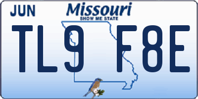 MO license plate TL9F8E