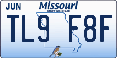 MO license plate TL9F8F