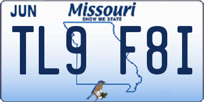 MO license plate TL9F8I