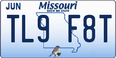 MO license plate TL9F8T